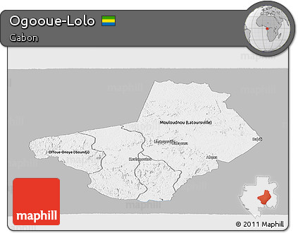 Gray Panoramic Map of Ogooue-Lolo, single color outside