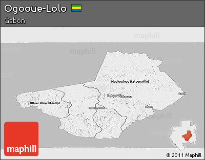 Gray Panoramic Map of Ogooue-Lolo, single color outside