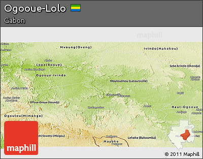 Physical Panoramic Map of Ogooue-Lolo