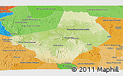 Physical Panoramic Map of Ogooue-Lolo, political shades outside