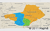 Political Panoramic Map of Ogooue-Lolo, shaded relief outside