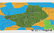 Satellite Panoramic Map of Ogooue-Lolo, political outside