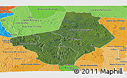 Satellite Panoramic Map of Ogooue-Lolo, political shades outside
