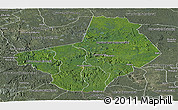 Satellite Panoramic Map of Ogooue-Lolo, semi-desaturated
