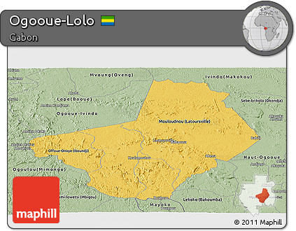 Savanna Style Panoramic Map of Ogooue-Lolo