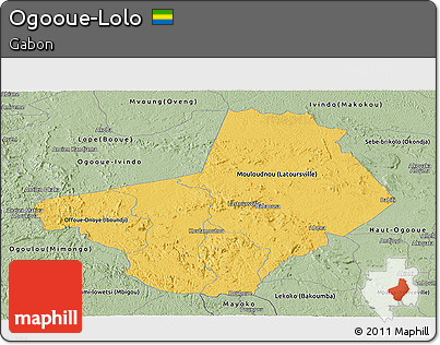 Savanna Style Panoramic Map of Ogooue-Lolo