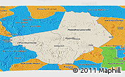 Shaded Relief Panoramic Map of Ogooue-Lolo, political outside