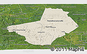 Shaded Relief Panoramic Map of Ogooue-Lolo, satellite outside