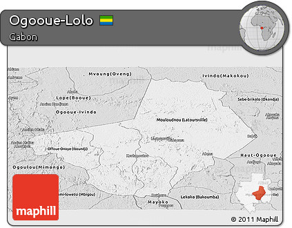 Silver Style Panoramic Map of Ogooue-Lolo