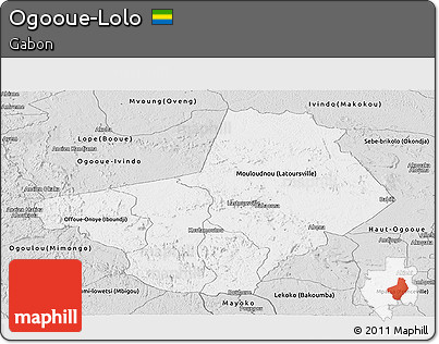 Silver Style Panoramic Map of Ogooue-Lolo