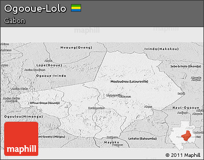 Silver Style Panoramic Map of Ogooue-Lolo