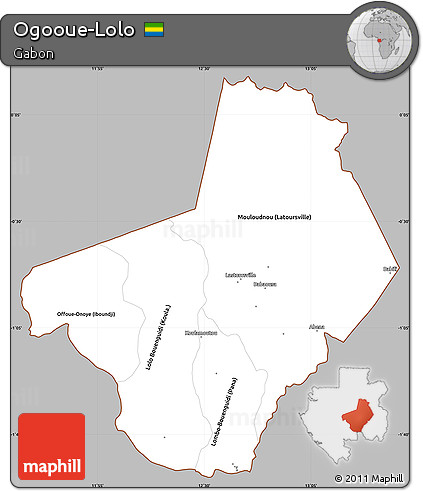 Gray Simple Map of Ogooue-Lolo, cropped outside