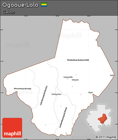 Gray Simple Map of Ogooue-Lolo, cropped outside