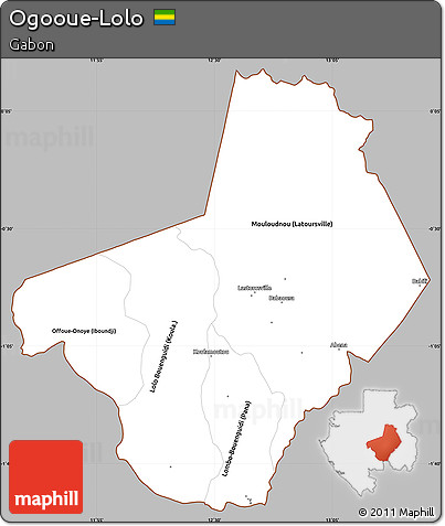 Gray Simple Map of Ogooue-Lolo, cropped outside