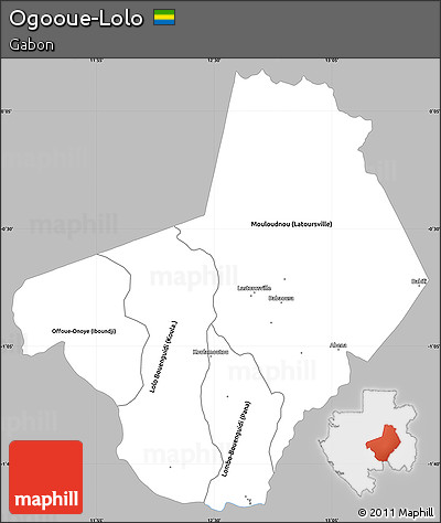 Gray Simple Map of Ogooue-Lolo, single color outside
