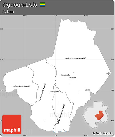 Gray Simple Map of Ogooue-Lolo, single color outside
