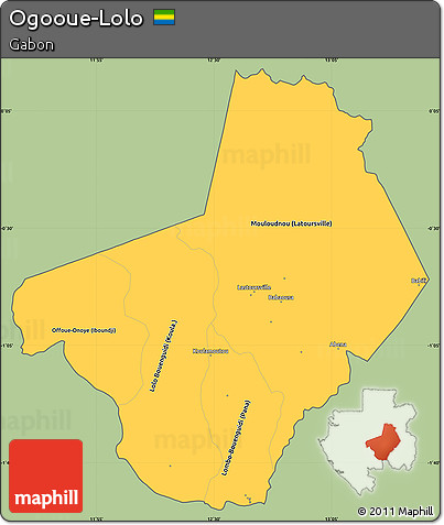 Savanna Style Simple Map of Ogooue-Lolo, cropped outside