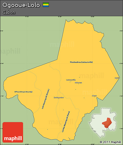 Savanna Style Simple Map of Ogooue-Lolo, cropped outside