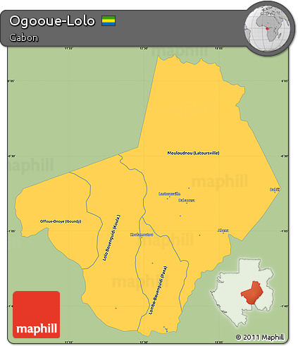 Savanna Style Simple Map of Ogooue-Lolo, single color outside
