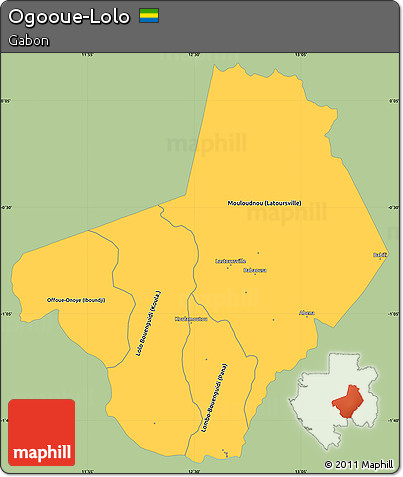 Savanna Style Simple Map of Ogooue-Lolo, single color outside