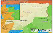 Physical 3D Map of Wouleu-Ntem, political shades outside