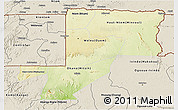 Physical 3D Map of Wouleu-Ntem, shaded relief outside