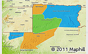 Political 3D Map of Wouleu-Ntem, physical outside