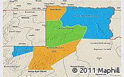Political 3D Map of Wouleu-Ntem, shaded relief outside