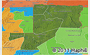Satellite 3D Map of Wouleu-Ntem, political shades outside