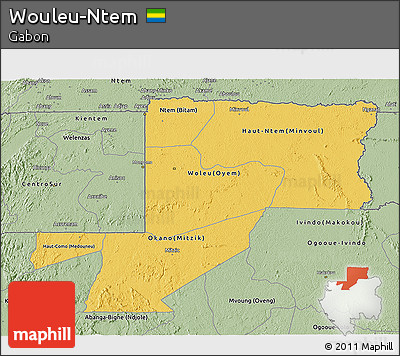 Savanna Style 3D Map of Wouleu-Ntem