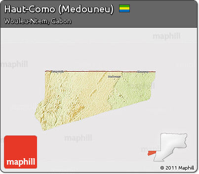 Physical 3D Map of Haut-Como (Medouneu), cropped outside