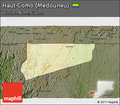 Physical 3D Map of Haut-Como (Medouneu), darken