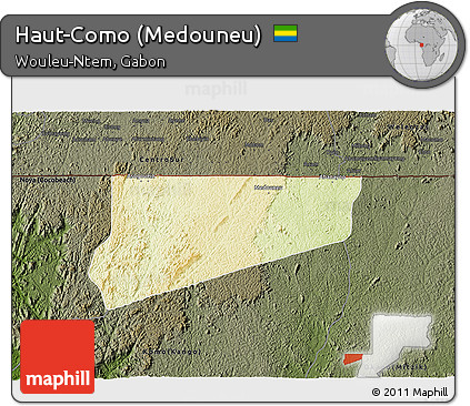 Physical 3D Map of Haut-Como (Medouneu), darken