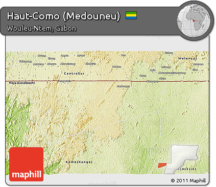 Physical 3D Map of Haut-Como (Medouneu)
