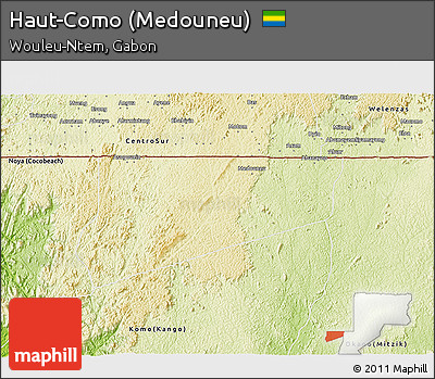Physical 3D Map of Haut-Como (Medouneu)
