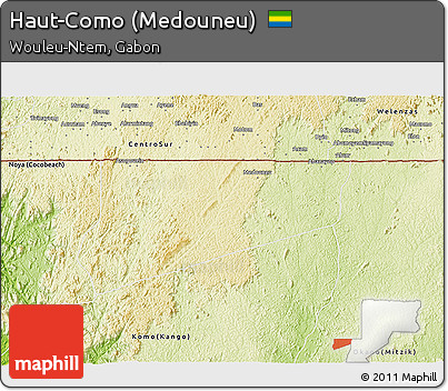 Physical 3D Map of Haut-Como (Medouneu)