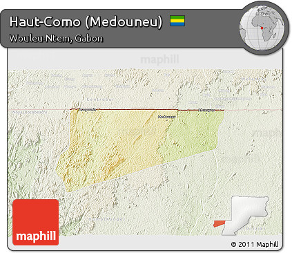 Physical 3D Map of Haut-Como (Medouneu), lighten