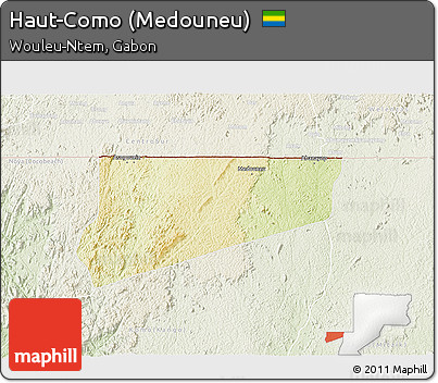 Physical 3D Map of Haut-Como (Medouneu), lighten