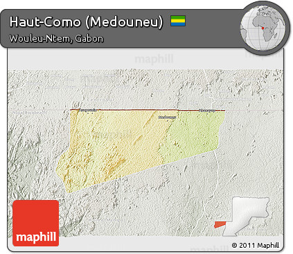 Physical 3D Map of Haut-Como (Medouneu), lighten, semi-desaturated