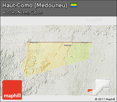 Physical 3D Map of Haut-Como (Medouneu), lighten, semi-desaturated