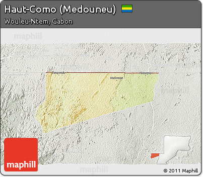 Physical 3D Map of Haut-Como (Medouneu), lighten, semi-desaturated