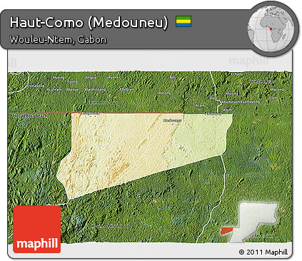 Physical 3D Map of Haut-Como (Medouneu), satellite outside