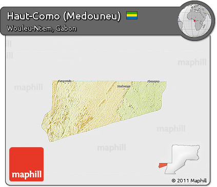 Physical 3D Map of Haut-Como (Medouneu), single color outside