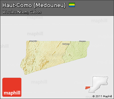 Physical 3D Map of Haut-Como (Medouneu), single color outside