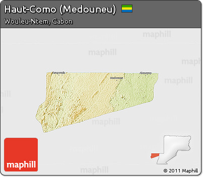 Physical 3D Map of Haut-Como (Medouneu), single color outside
