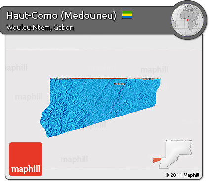 Political 3D Map of Haut-Como (Medouneu), cropped outside