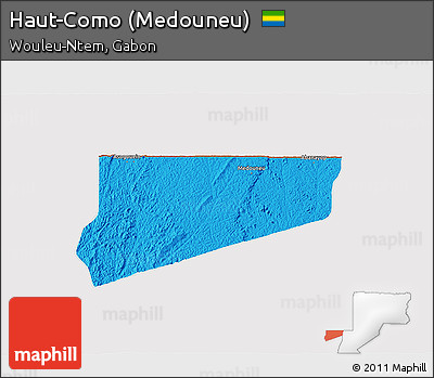 Political 3D Map of Haut-Como (Medouneu), cropped outside