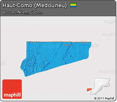 Political 3D Map of Haut-Como (Medouneu), cropped outside