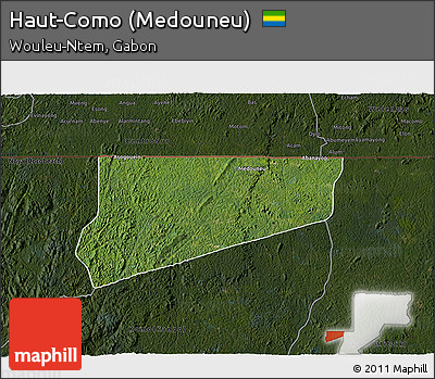 Satellite 3D Map of Haut-Como (Medouneu), darken