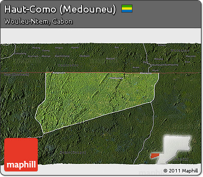 Satellite 3D Map of Haut-Como (Medouneu), darken